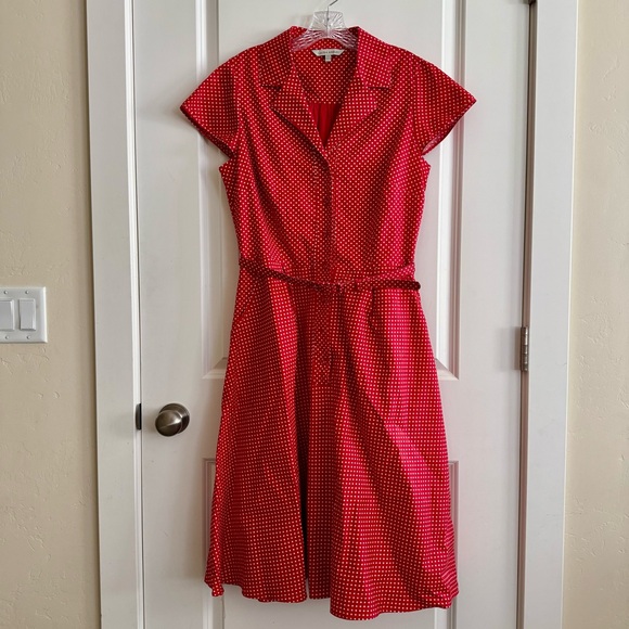 Laura Ashley Dresses & Skirts - Laura Ashley Red and White Polka Dot Midi Dress